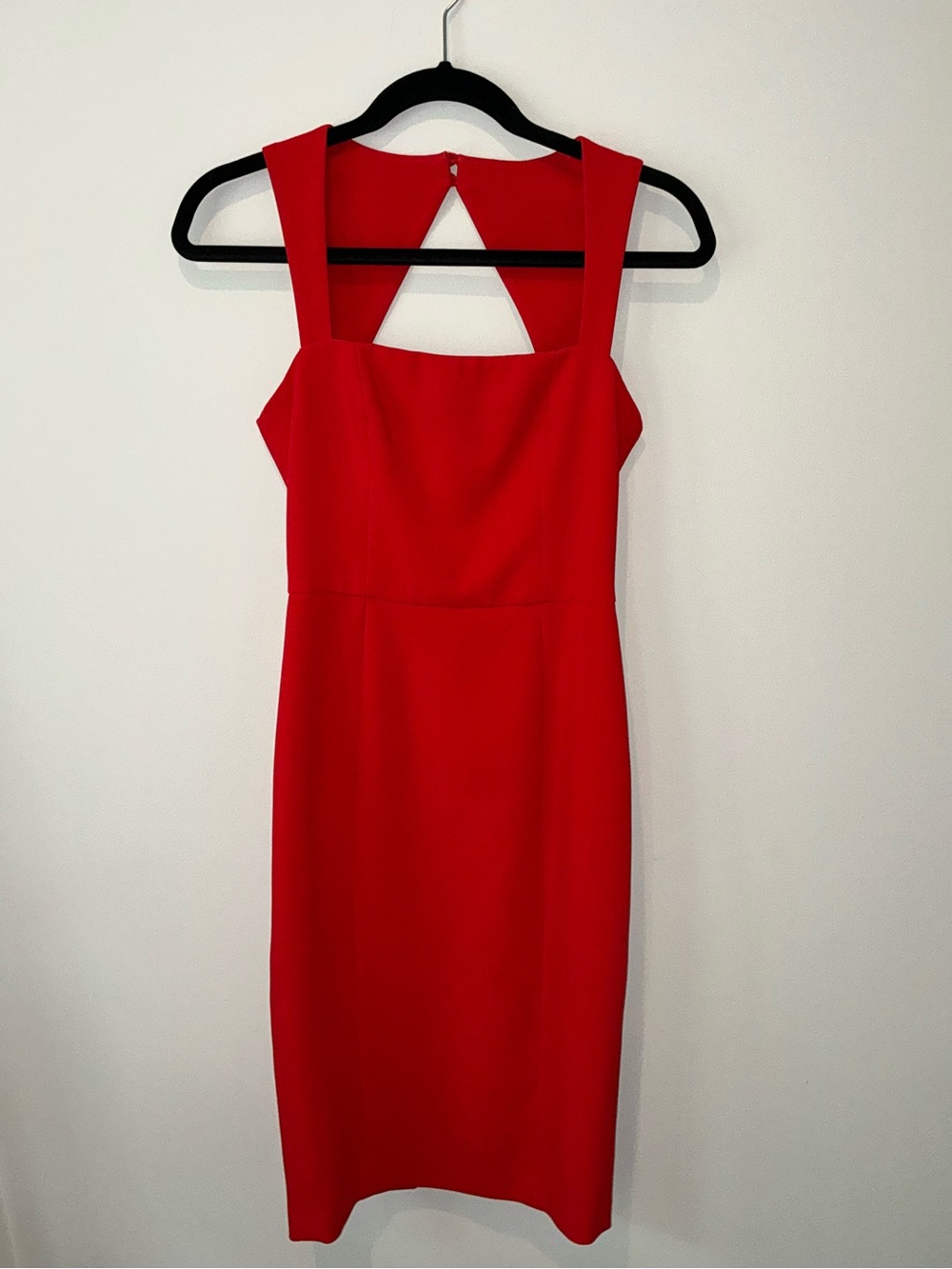 Likely Red Square-Strap Midi Dress